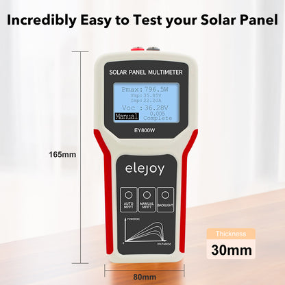 Solar Panel Tester (800W)- Measure MPPT Power Output Rating, Open Circuit Voltage Smart Tester | Digital Monitor | Solar Panel Multimeter