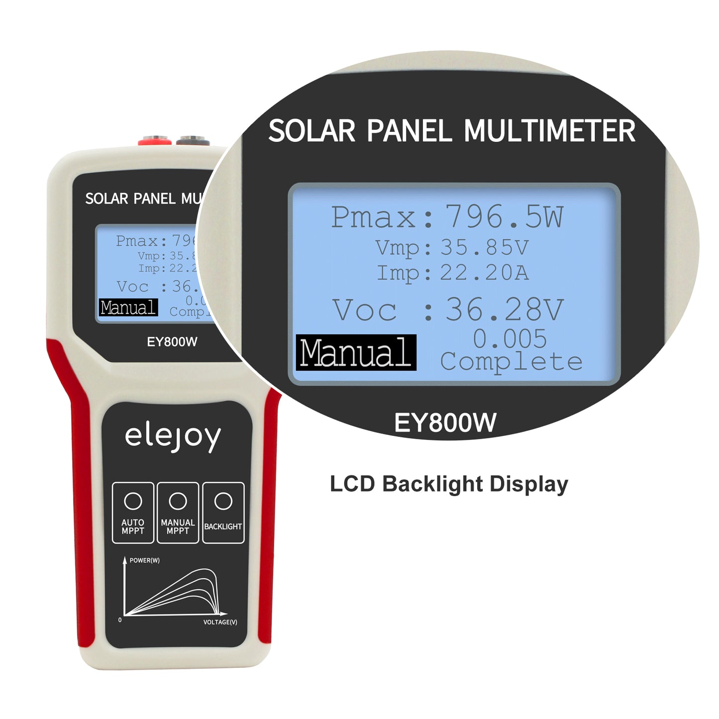 Solar Panel Tester (800W)- Measure MPPT Power Output Rating, Open Circuit Voltage Smart Tester | Digital Monitor | Solar Panel Multimeter