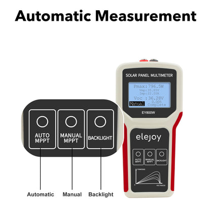 Solar Panel Tester (800W)- Measure MPPT Power Output Rating, Open Circuit Voltage Smart Tester | Digital Monitor | Solar Panel Multimeter